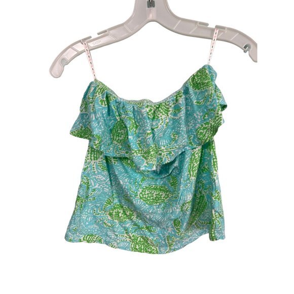 Lilly Pulitzer Tops - Lilly Pulitzer Blue with Green Crabs Sleeveless Top Size Small